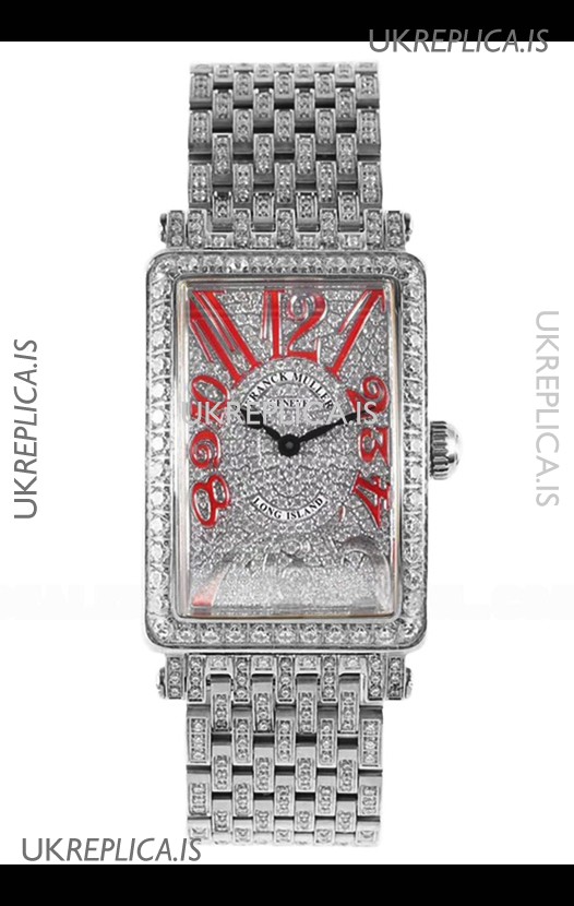 Franck Muller Long Island Stainless Steel Diamonds Swiss Replica Watch 