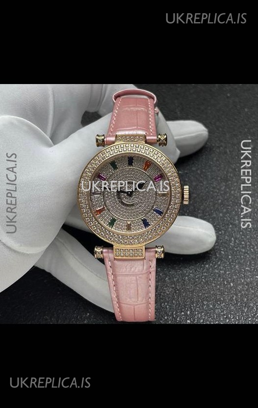 Franck Muller Double Mystery Swiss Quartz Watch in Gold Diamonds Casing