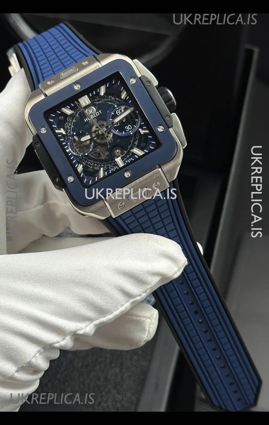 Hublot Square Bang Unico Titanium Case Blue Super Clone Watch 