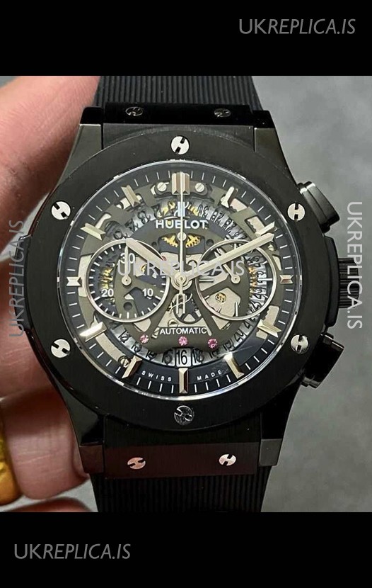 Hublot Classic Fusion Chronograph Black PVD Skeleton Super Clone Watch 