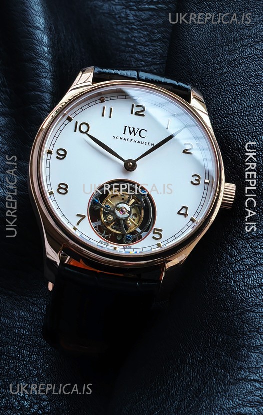 IWC Portuguese Tourbillon Rose Gold White Dial Super Clone Watch 
