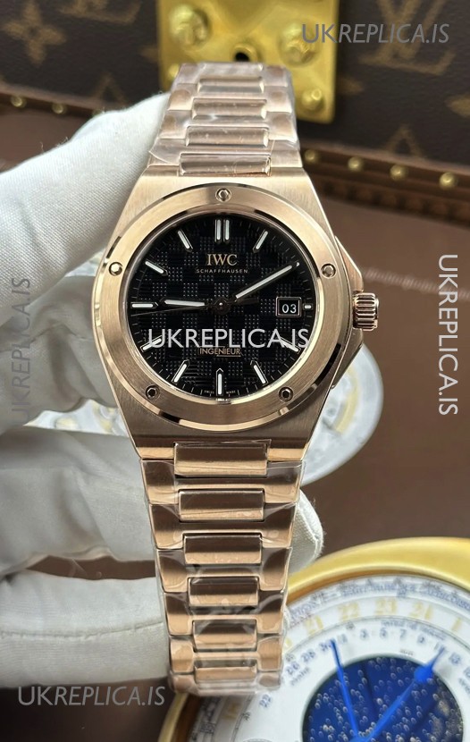 IWC Ingenieur Rose Gold Black Dial Super Clone Watch 