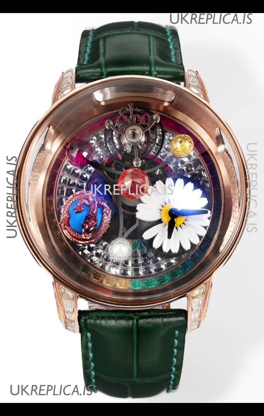 Jacob & CO Astronomia G-Dragon Rose Gold Green Strap Tourbillon Swiss Replica Watch