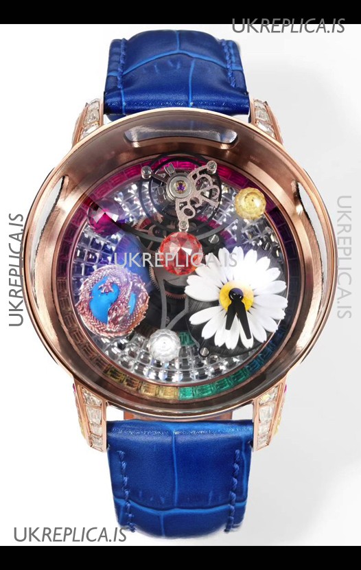 Jacob & CO Astronomia G-Dragon Rose Gold Blue Strap Tourbillon Swiss Replica Watch