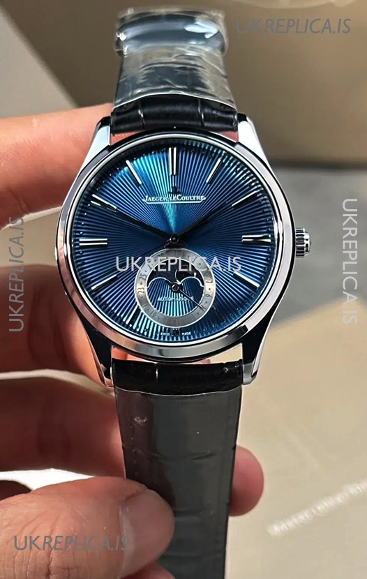 Jaeger LeCoultre Master Ultra Thin Blue Enamel Moonphase Dial Super Clone Watch 