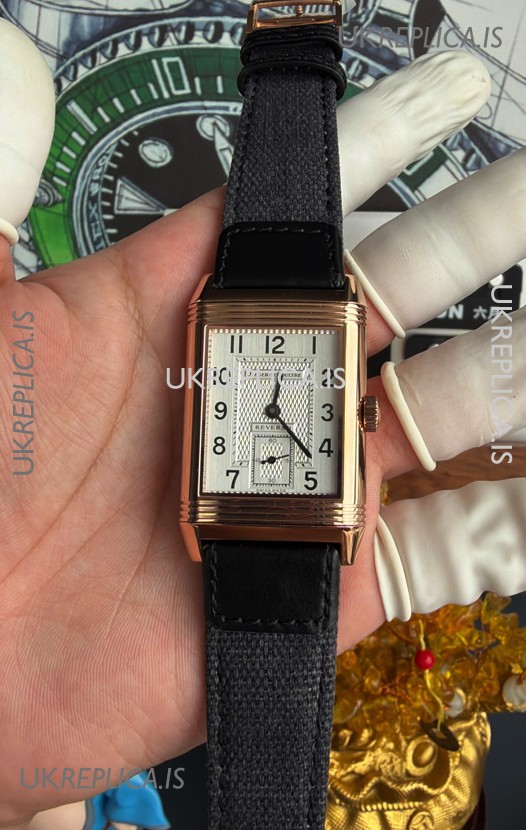 Jaeger-LeCoultre Reverso Tribute Duoface Rose Gold White & Black Dial Super Clone Watch 