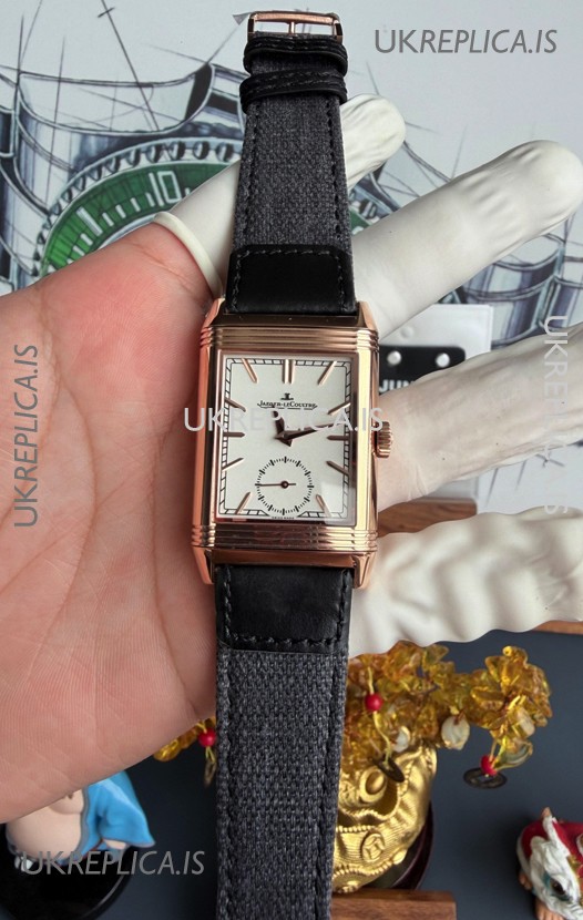 Jaeger-LeCoultre Reverso Tribute Duoface Rose Gold White & Black Dial Super Clone Watch 