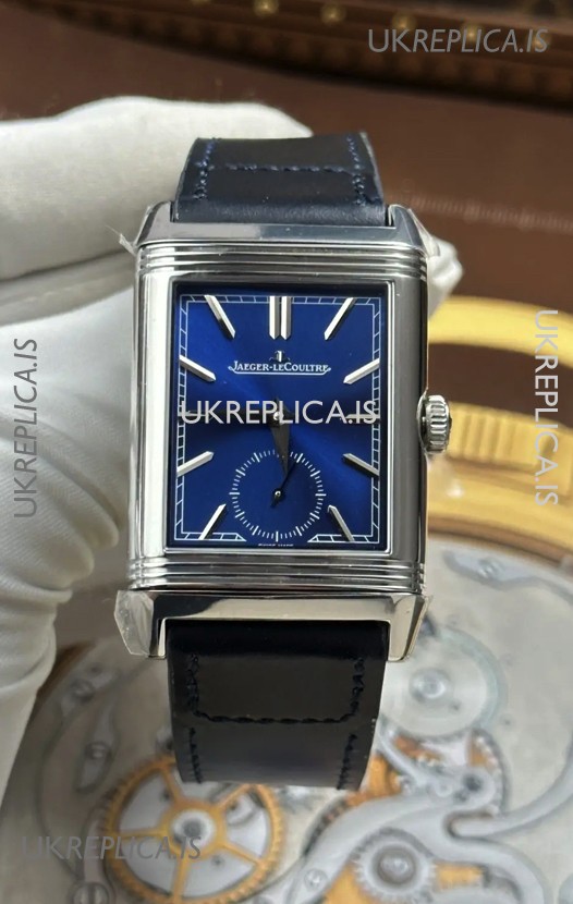 Jaeger LeCoultre Reverso Tribute Duoface Blue/Steel Dial Super Clone Watch 