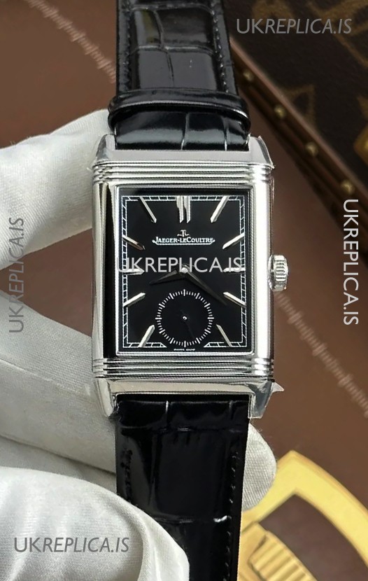 Jaeger LeCoultre Reverso Tribute Duoface Black/Steel Dial Super Clone Watch 