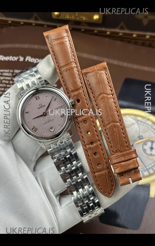 Omega De Ville Automatic 34MM Sandblasted Pink Dial Super Clone Watch 