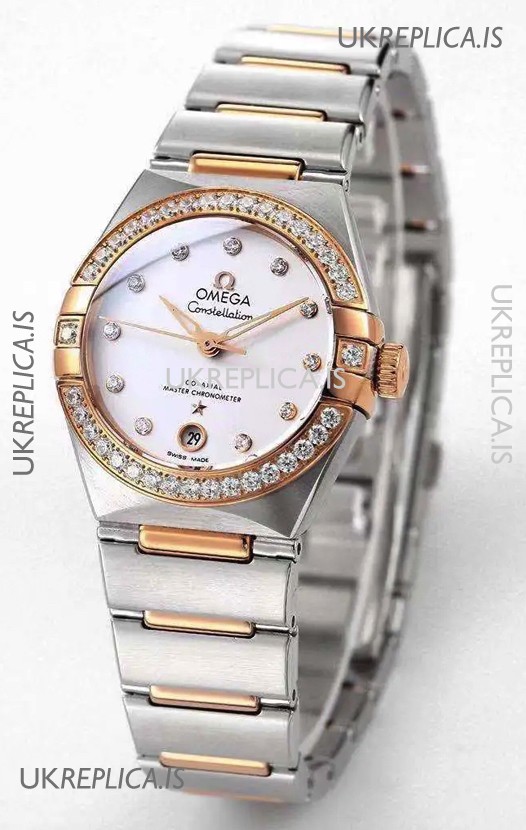 Omega Constellation 29MM Two Tone Rose Gold White Dial Automatic Super Clone Watch 