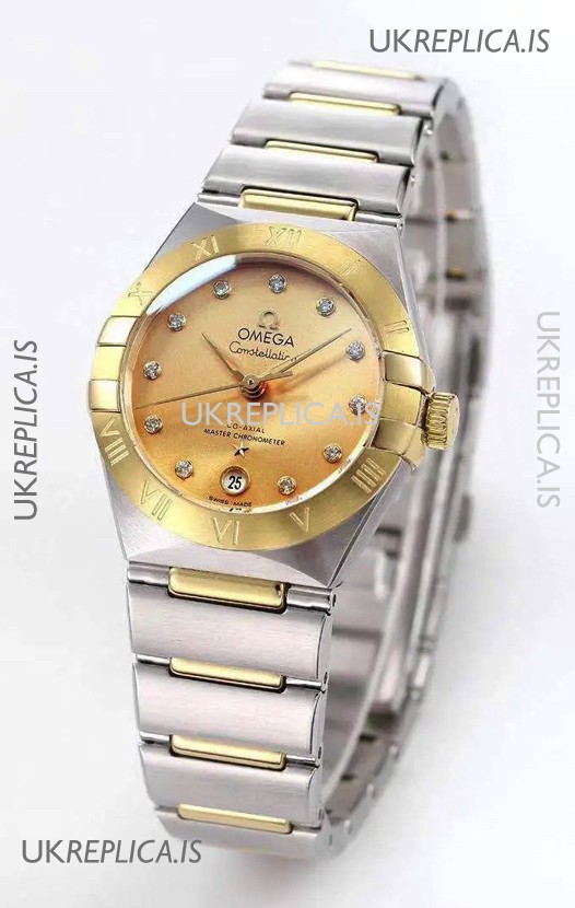 Omega Constellation 29MM Two Tone Yellow Gold Dial Automatic Super Clone Watch 