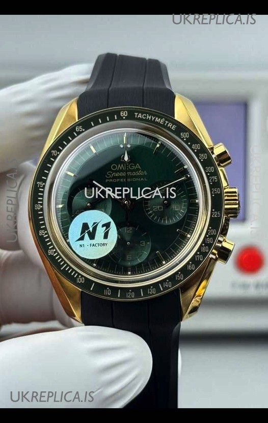 Omega Speedmaster Moonwatch Yellow Gold Green Dial 42MM Super Clone Watch 