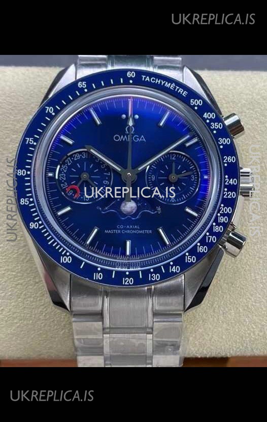 Omega Speedmaster Moonphase Blue Dial Steel Strap Super Clone Watch 