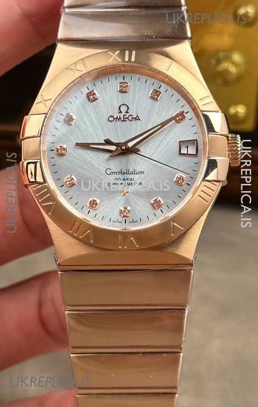 Omega Constellation 38MM Rose Gold Steel Dial Super Clone Watch 