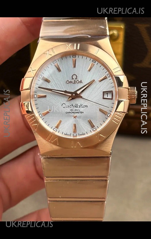 Omega Constellation 38MM Rose Gold Steel Dial Super Clone Watch 