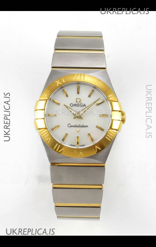 Omega Constellation 28MM Two Tone Yellow Gold Pearl Dial QUARTZ Super Clone Watch 