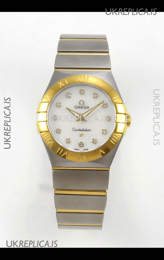 Omega Constellation 28MM Two Tone Yellow Gold Pearl Dial QUARTZ Super Clone Watch 