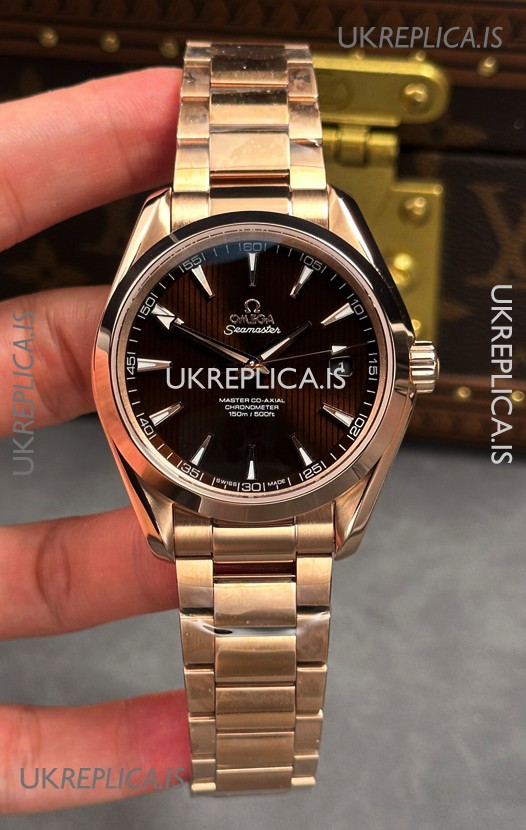 Omega De-Ville Rose Gold Brown Dial 41MM Super Clone Watch 