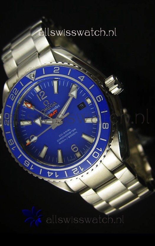 Omega Planet Ocean GMT Blue Swiss Replica Watch - 1:1 Ultimate Mirror Edition