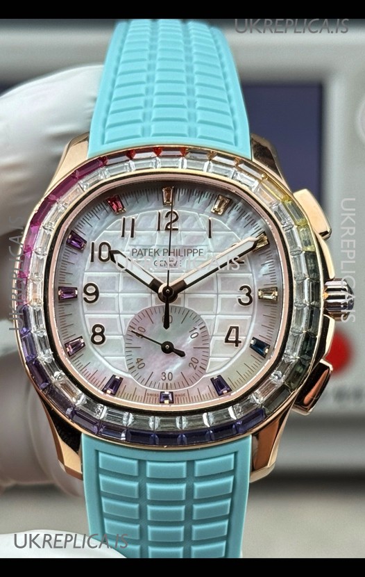 Patek Philippe Aquanaut 7968 Rose Gold Tiffany Blue Strap Super Clone Watch 