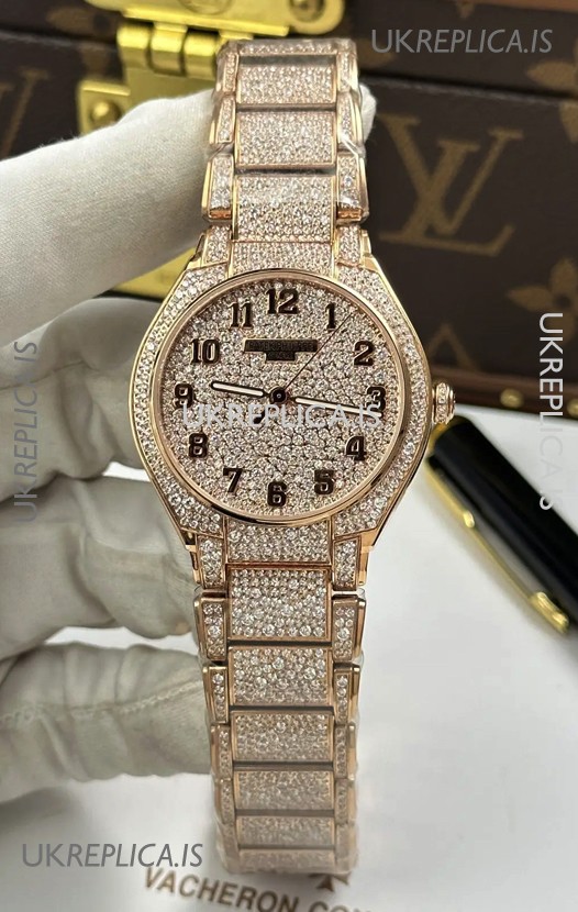 Patek Philippe Twenty-4 Diamonds Paved Rose Gold Super Clone Watch 