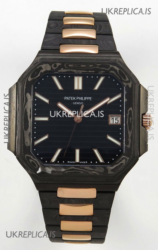 Patek Philippe Cubitus Two Tone Carbon Casing Super Clone Watch 