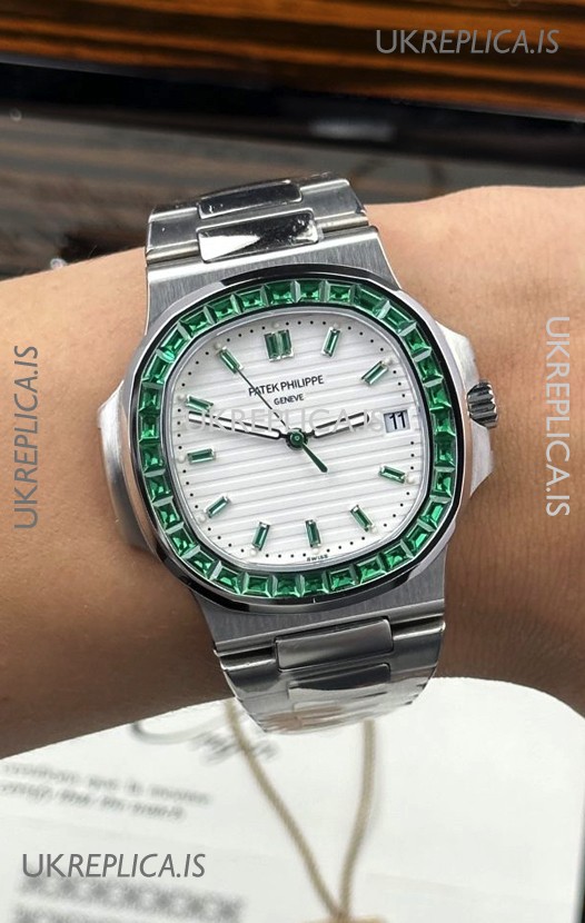 Patek Philippe Nautilus 5723 White Dial Green Rubies Super Clone Watch 