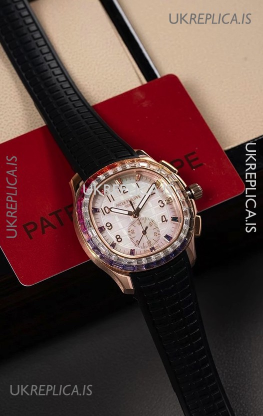 Patek Philippe Aquanaut 7968 Rose Gold Black Strap Super Clone Watch 