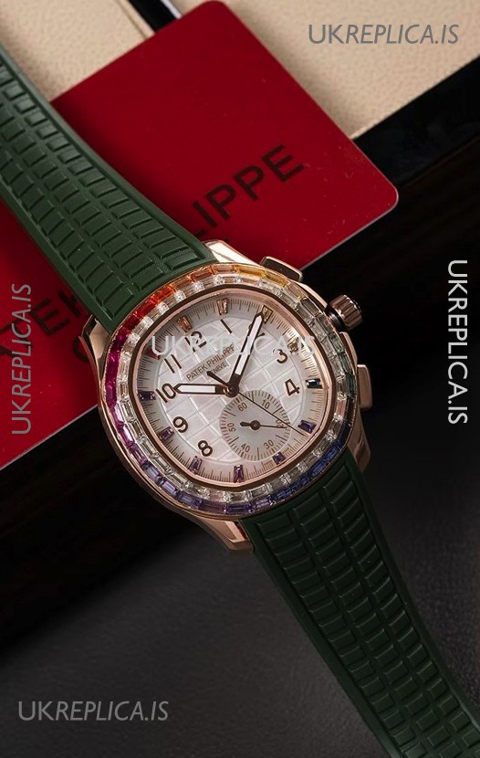 Patek Philippe Aquanaut 7968 Rose Gold Green Strap Super Clone Watch 