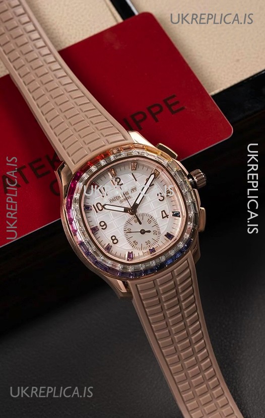 Patek Philippe Aquanaut 7968 Rose Gold Brown Strap Super Clone Watch 