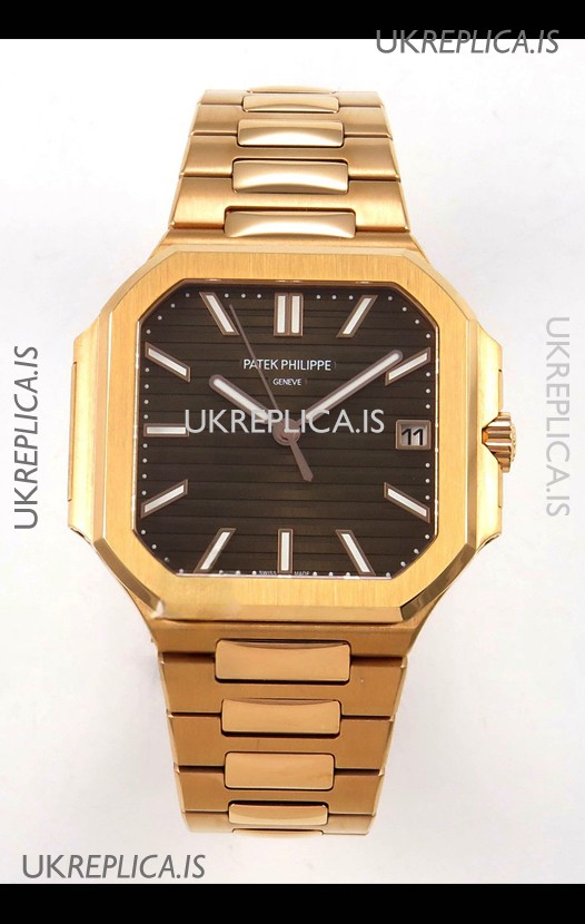 Patek Philippe Cubitus 7128 Rose Gold Casing Brown Dial Swiss Replica Watch