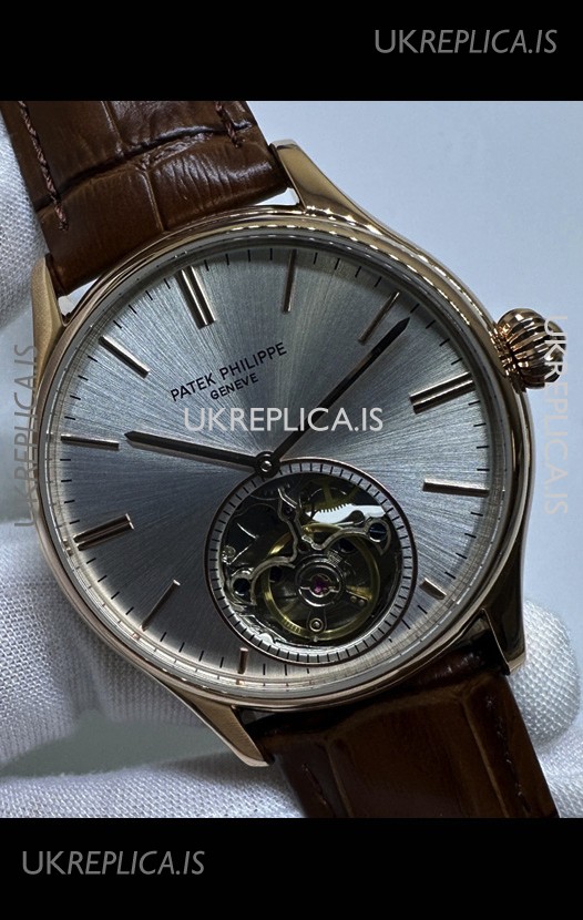 Patek Philippe Japanese Tourbillon Rose Gold Grey Dial Japanese Replica Watch 