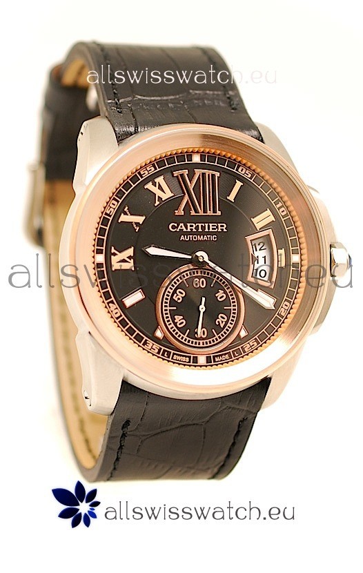 Calibre de Cartier Japanese Replica Pink Gold Watch 