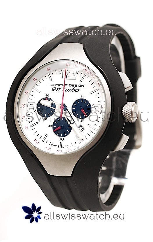 Porsche Design 911 Turbo Speed II Chronograph Japanese Watch in White Dial