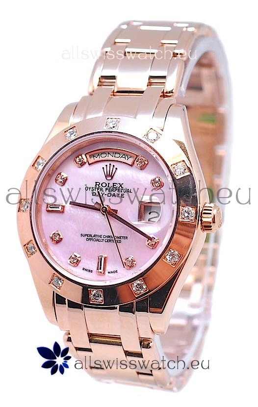 Rolex Day Date Pink Mother of Pearl Swiss Replica Watch