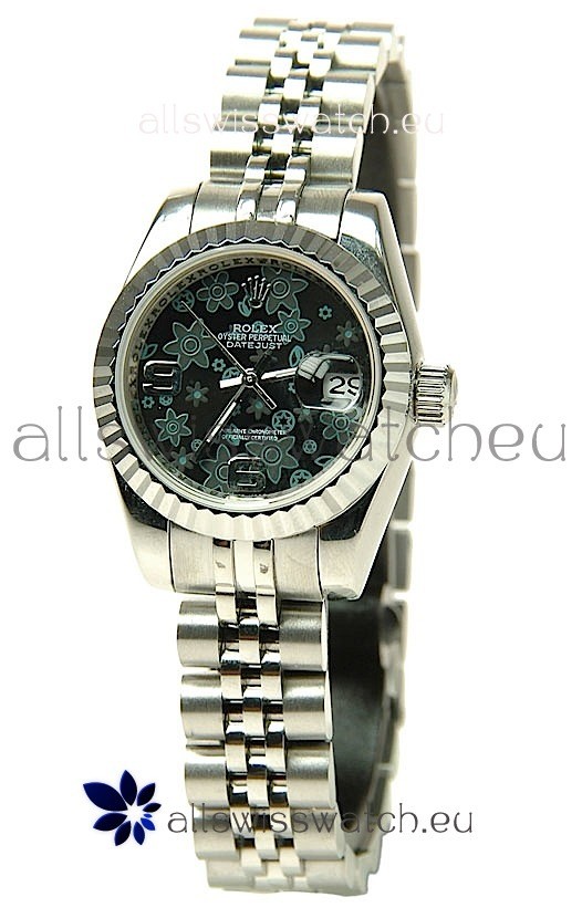 Rolex Datejust Floral Motif Ladies Swiss Replica Watch