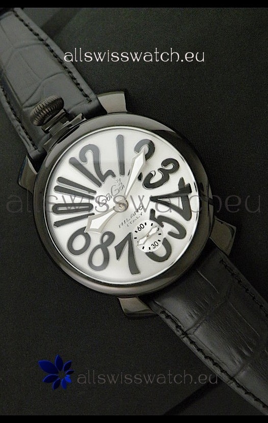 Gaga Milano Italy Japanese Replica PVD Watch in Black Markers