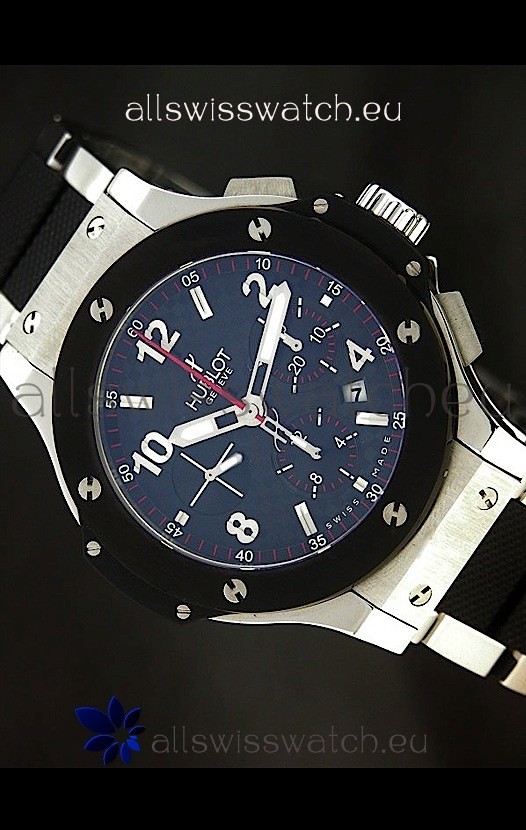 Hublot Big Bang Steel/Rubber Strap in Black Dial Ceramic Bezel