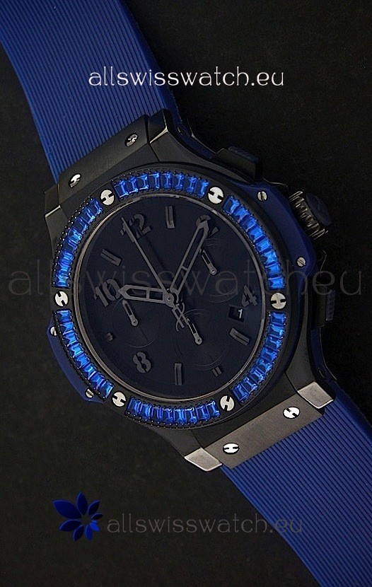 Hublot Big Bang Limited Edition All Black in Blue Dial