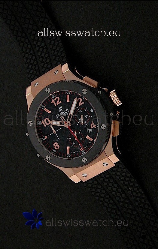 Hublot Big Bang Limited Edition Swiss Red Gold Watch with Ceramic Bezel