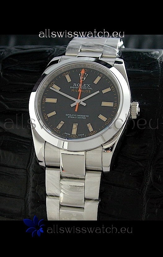 Rolex Oyster Perpetual Milgauss Japanese Replica Watch in Black Dial