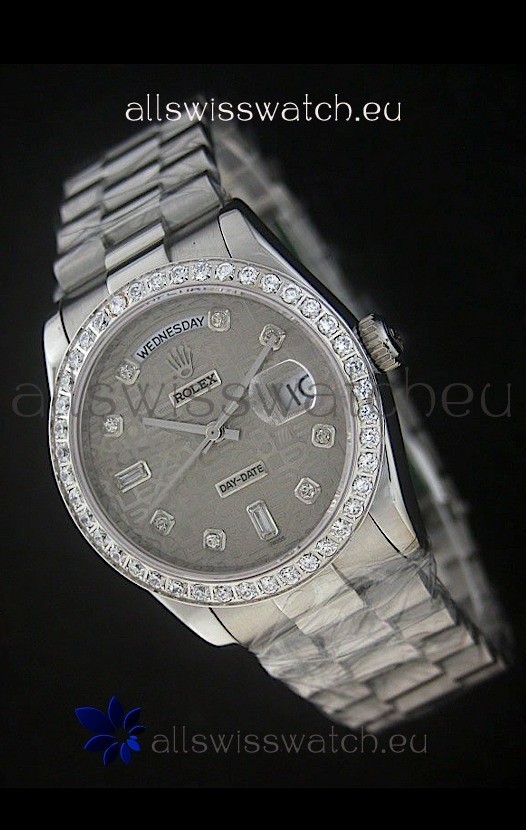 Rolex Day Date Just swiss Replica Watch in Printed Grey Dial