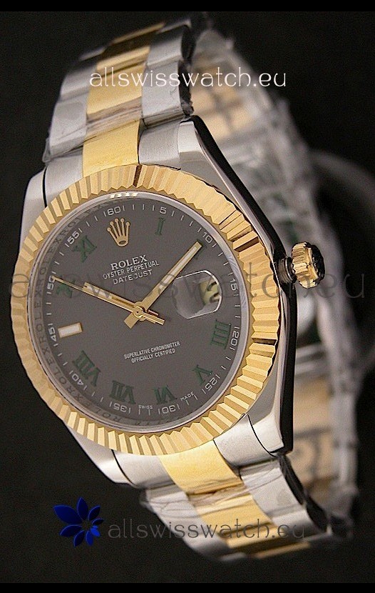 Rolex Day Date Just swiss Replica Two Tone Gold Watch in Grey Dial