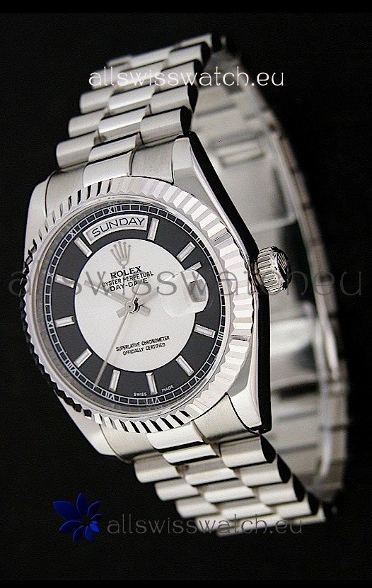 Rolex Day Date Just swiss Replica Watch in Black & White Dial