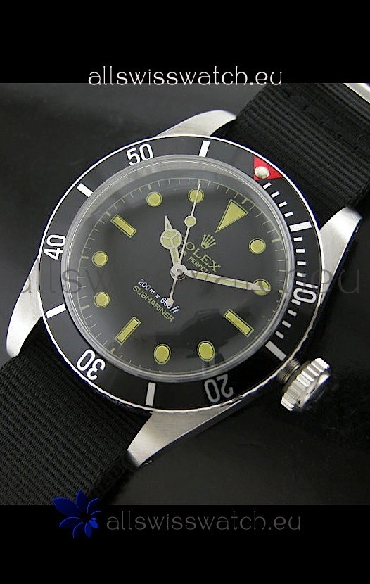 Rolex Submariner Swiss Replica Watch in Domed Crystal Nylon Strap