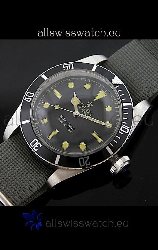 Rolex Submariner Swiss Replica Watch in Domed Crystal Nylon Strap