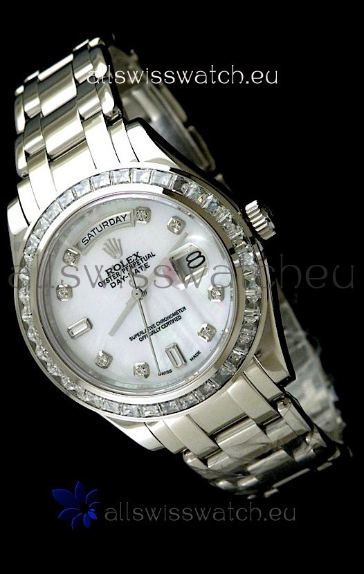 Rolex Oyster Perpetual Day Date Swiss Automatic Watch in Mop White Dial