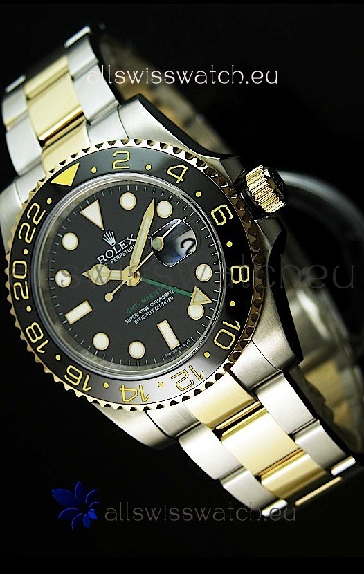 Rolex GMT Masters II Two Tone Swiss Replica Watch - SuperLuminous Hour Markers