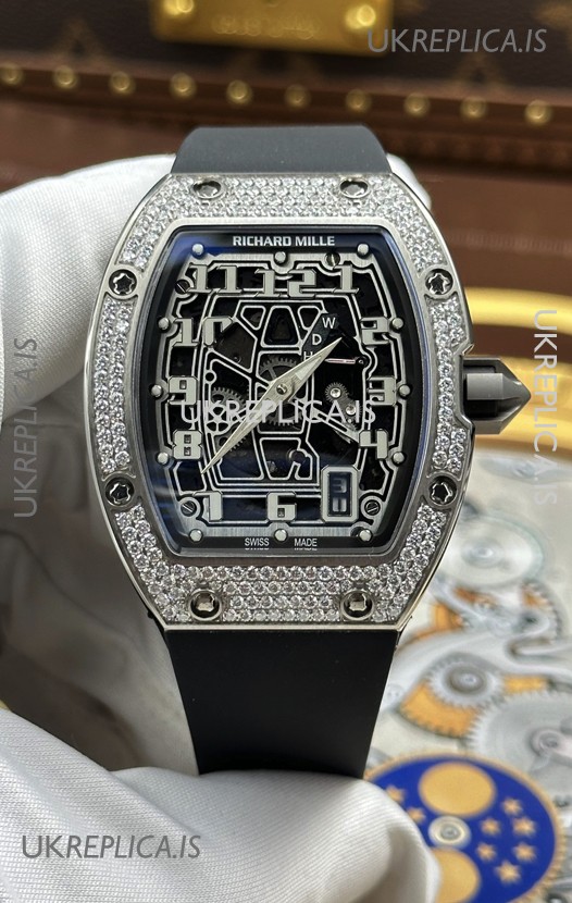 Richard Mille RM67-01 Extra-Flat Steel Diamonds Studded Super Clone Watch 